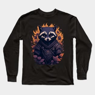 Ninja Raccoon watercolor Long Sleeve T-Shirt